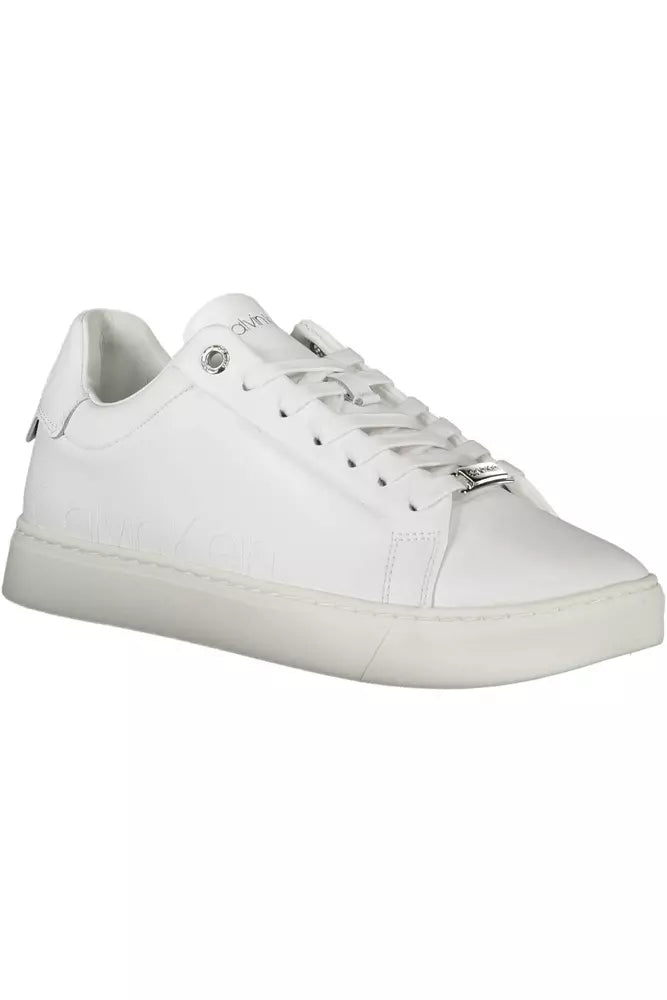 Sleek White Lace-Up Sports Sneakers