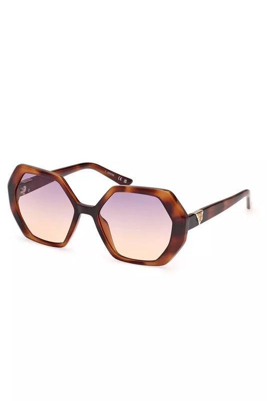 Chic Hexagonal Brown Lens Sunglasses