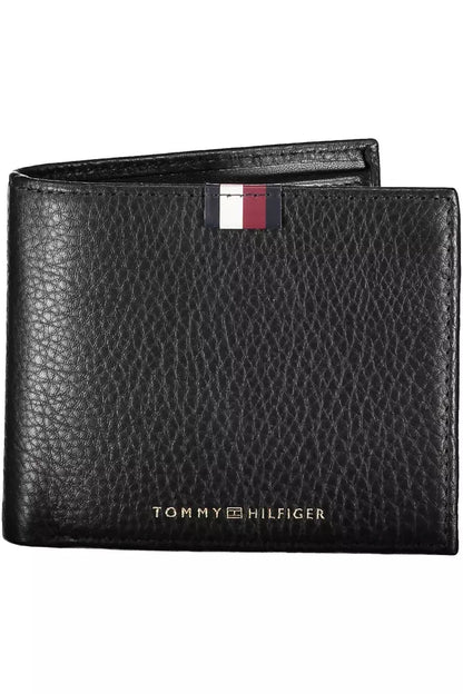 Elegant Black Leather Wallet with Contrast Details