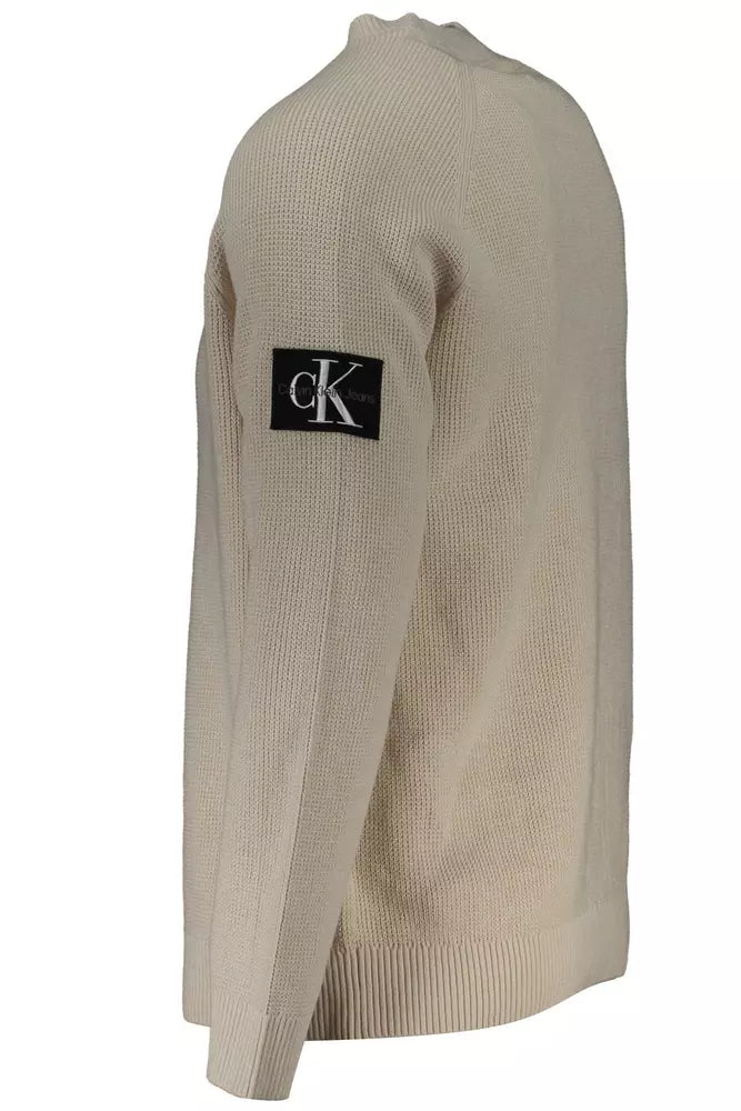 Beige Organic Cotton Logo Sweater