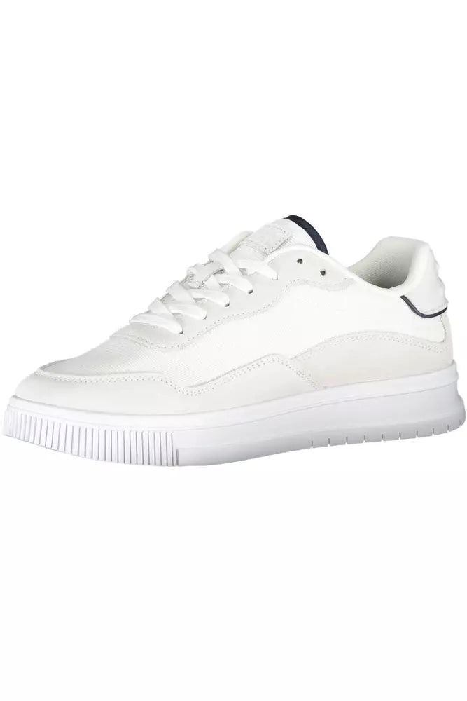 Sleek White Lace-Up Eco-Friendly Sneakers