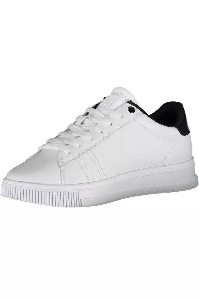 Elevated White Leather Sneakers with Logo