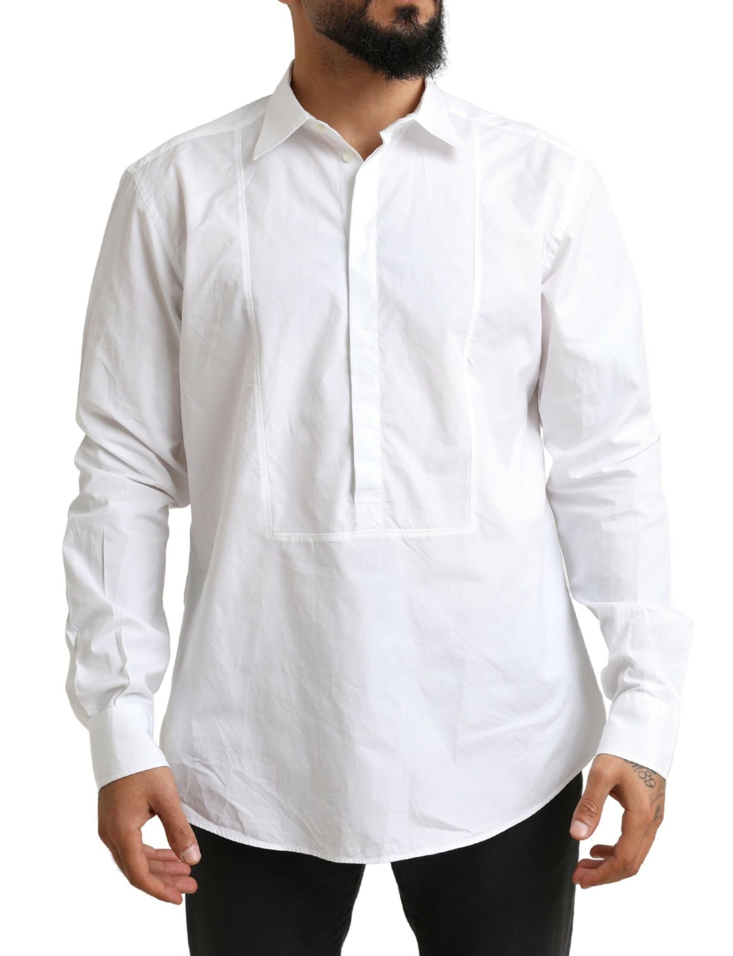 Elegant White Cotton Dress Shirt