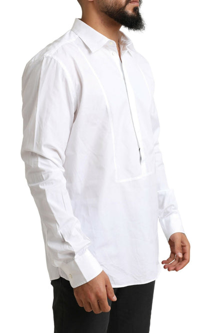 Elegant White Cotton Dress Shirt