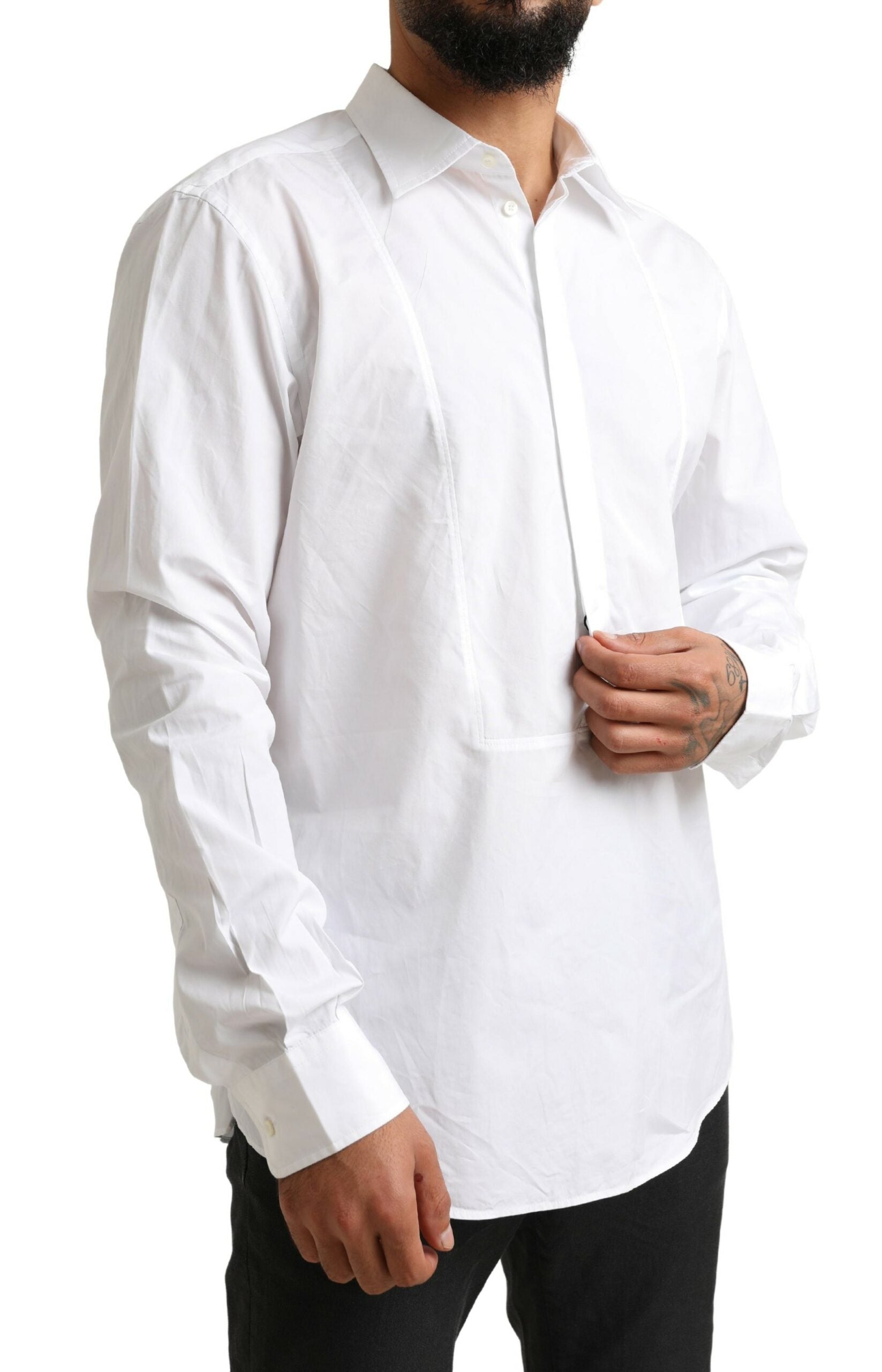 Elegant White Cotton Dress Shirt