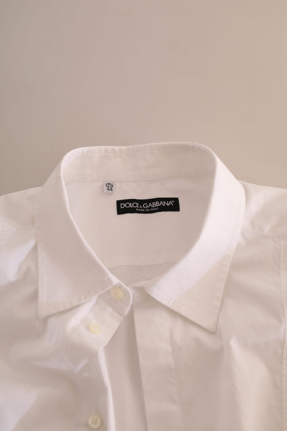 Elegant White Cotton Dress Shirt