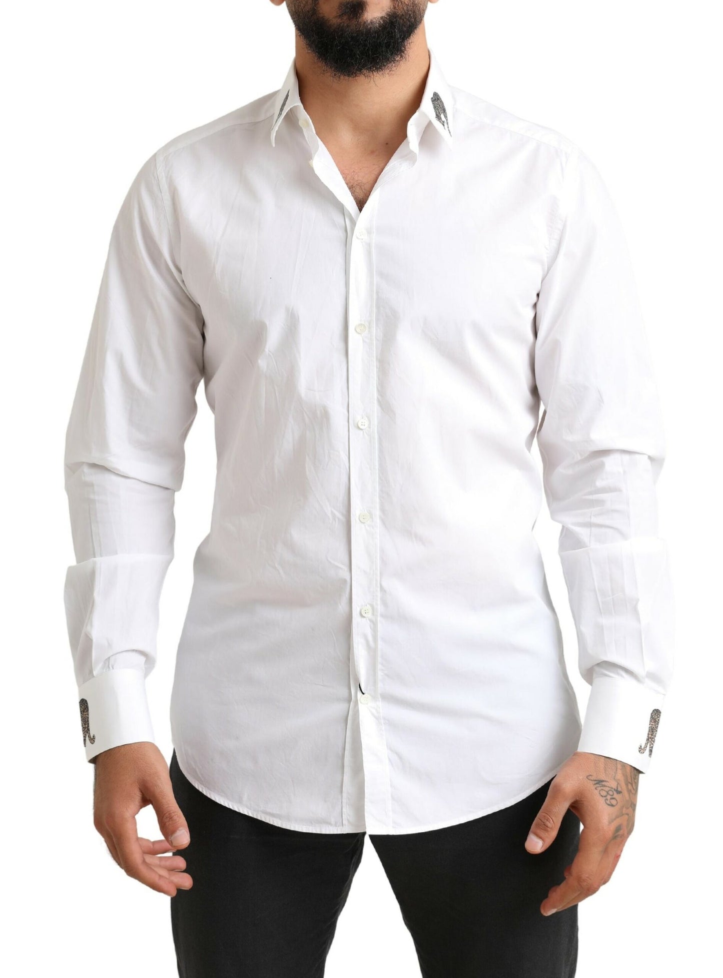 Italian Elegance Slim Fit White Cotton Shirt