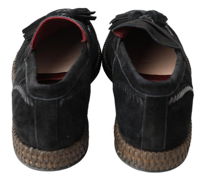 Elegant Black Suede Espadrilles Sneakers