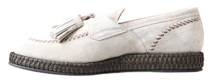 Elegant Ivory Leather Espadrilles