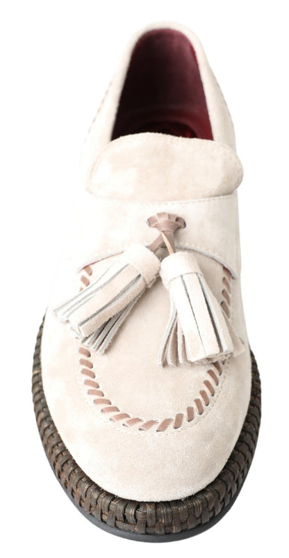 Elegant Ivory Leather Espadrilles