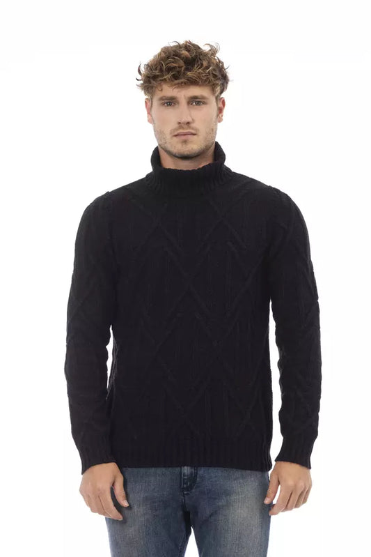 Black Merino Wool Men Sweater