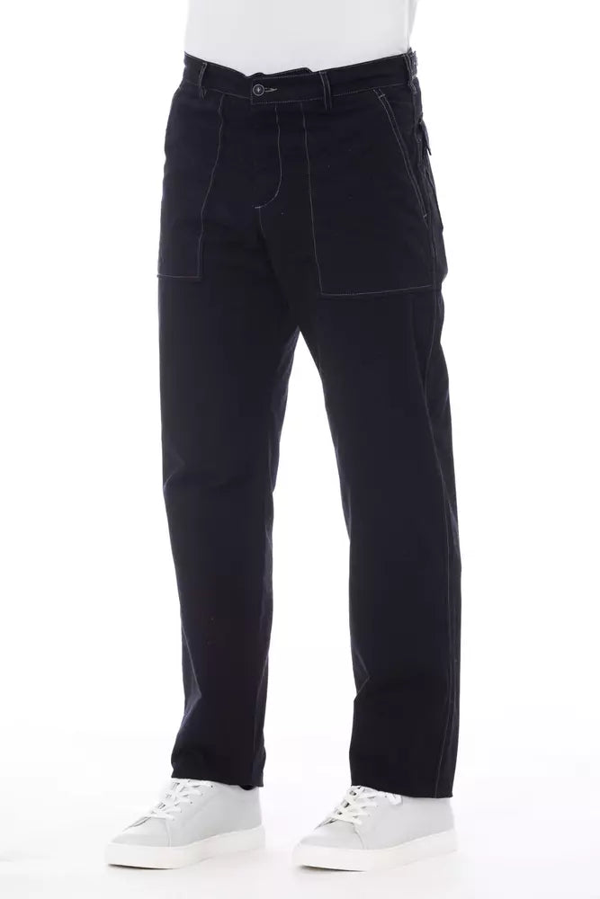 Blue Cotton Men Pant