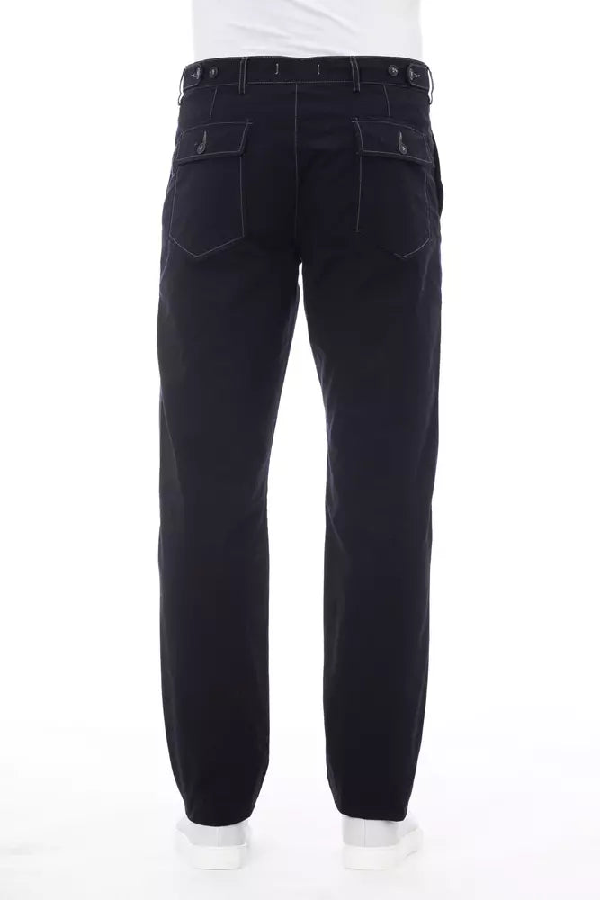 Blue Cotton Men Pant