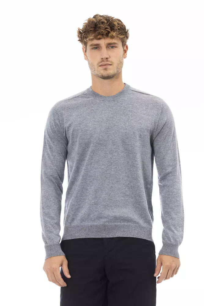 Light Blue Viscose Men Sweater