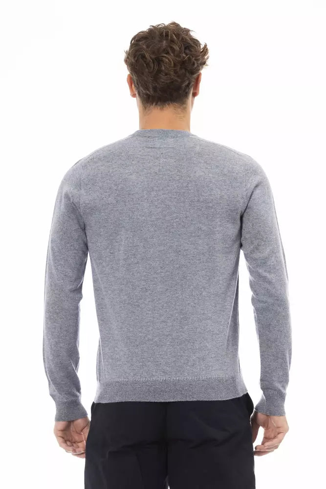 Light Blue Viscose Men Sweater