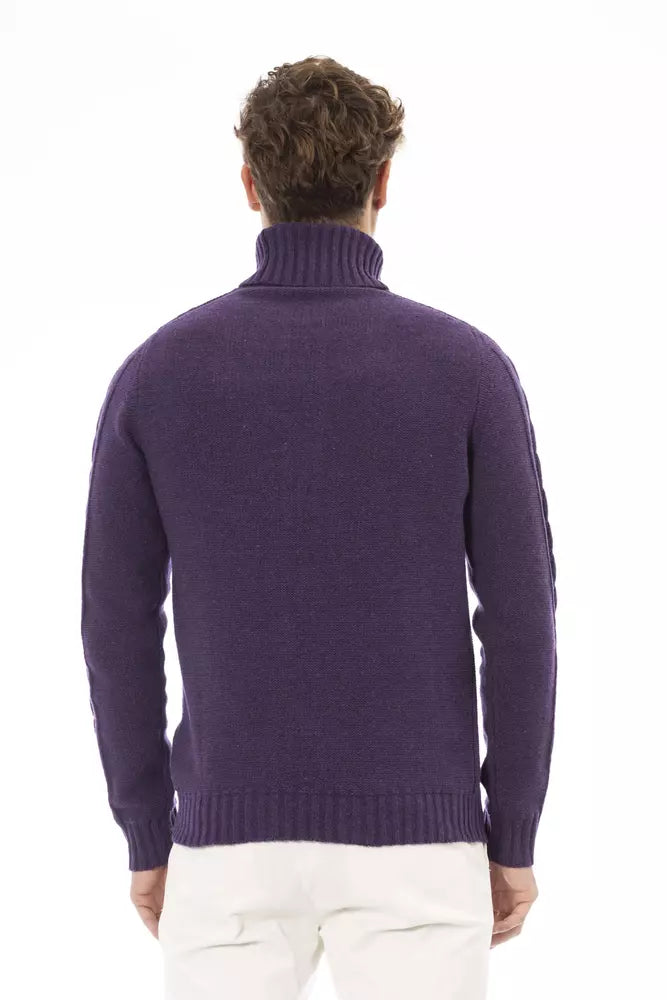 Purple Merino Wool Men Sweater