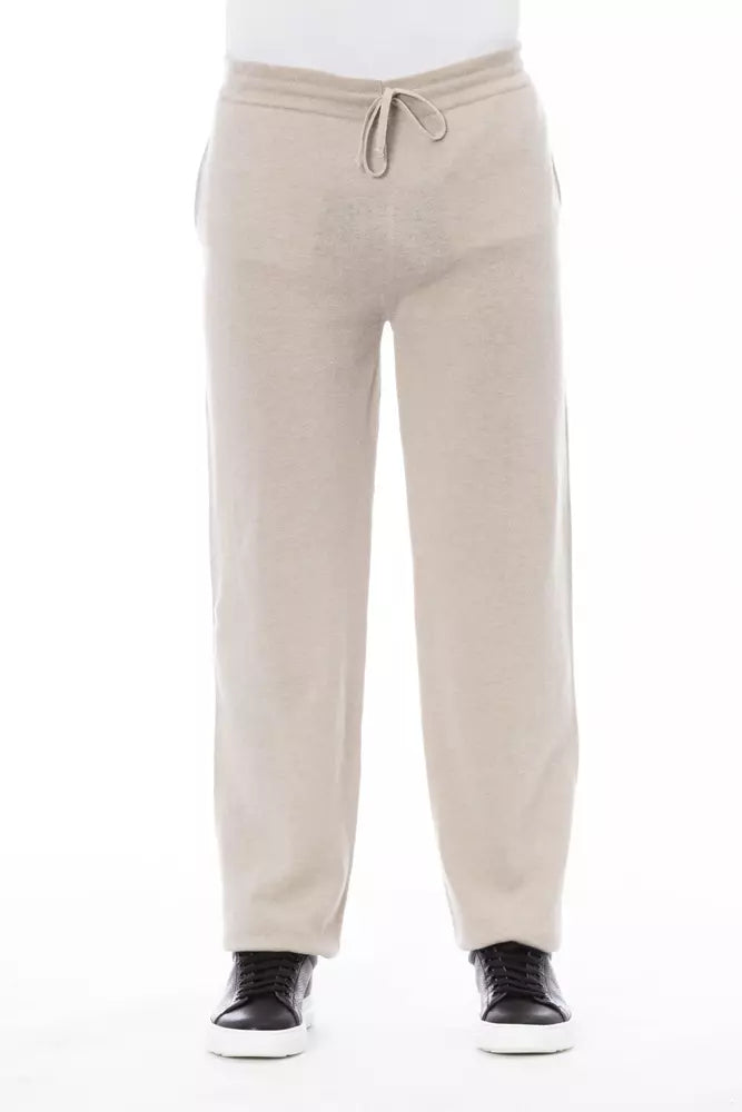 Beige Wool Men Pant