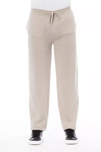 Beige Wool Men Pant