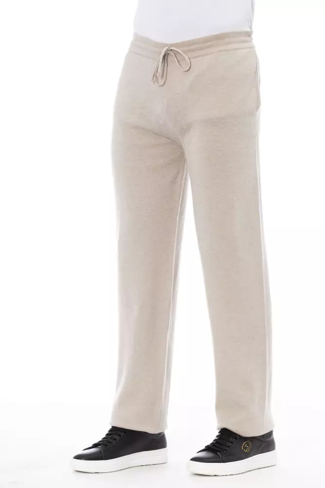 Beige Wool Men Pant