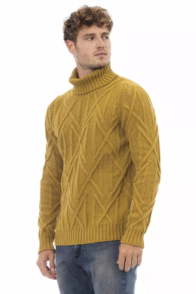 Yellow Merino Wool Men Sweater