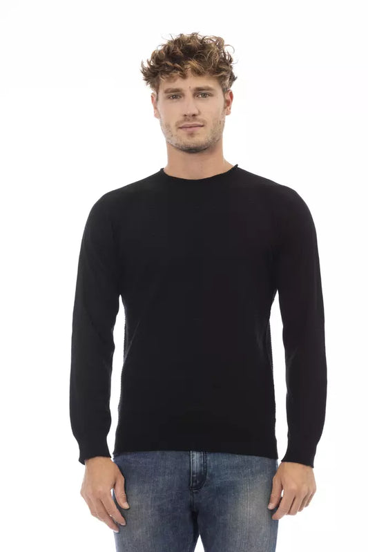 Black Viscose Men Sweater