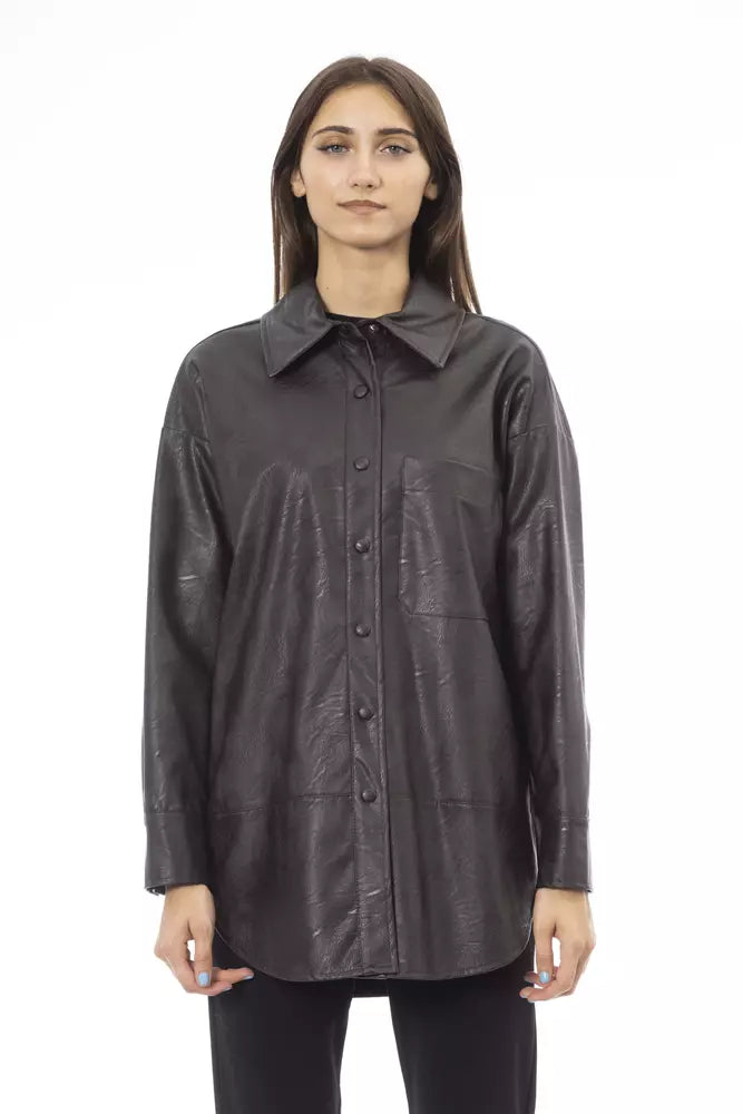 Brown Polyethylene Women Shirt