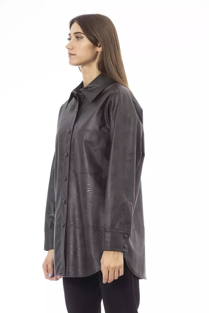 Brown Polyethylene Women Shirt