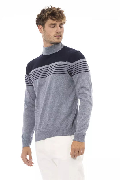 Light Blue Viscose Men Sweater