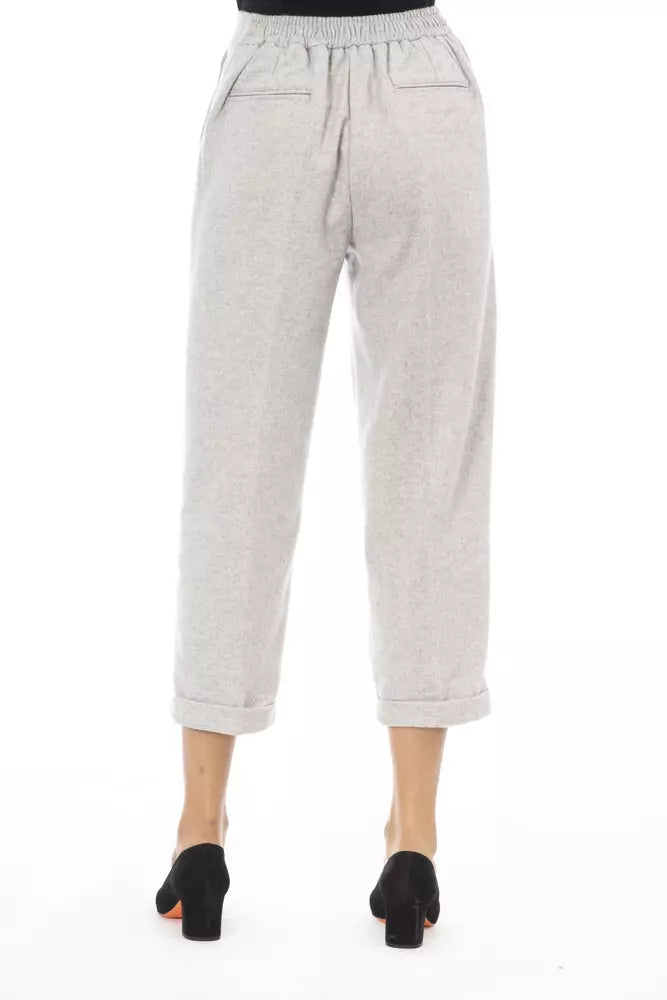 Gray Wool Women Trouser