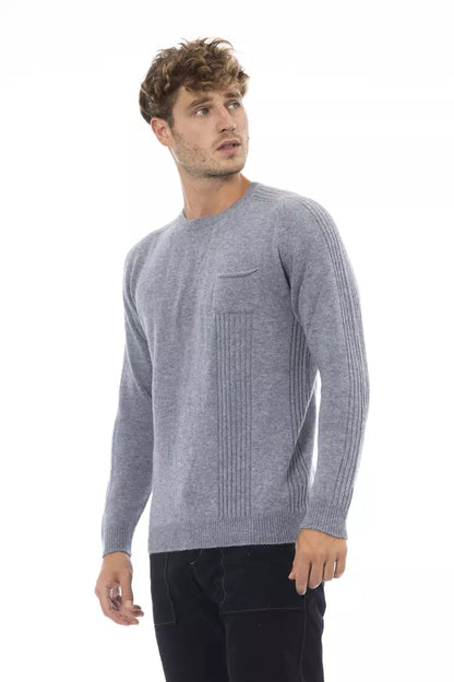 Light Blue Viscose Men Sweater