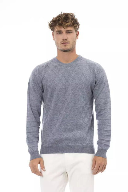 Light Blue Viscose Men Sweater