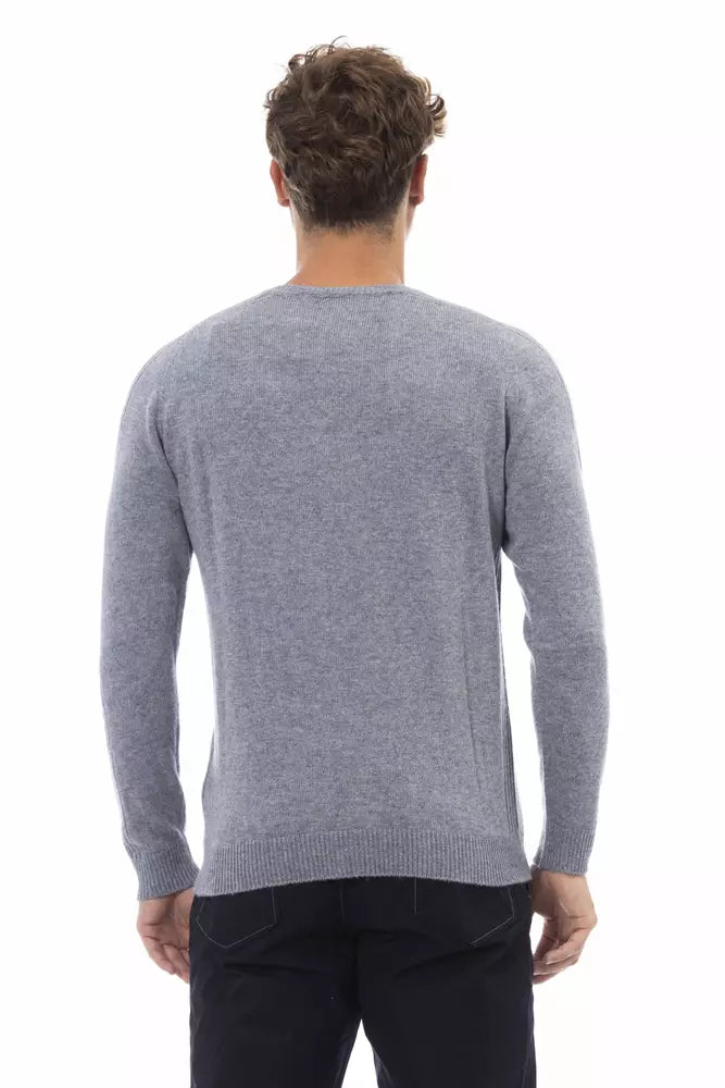 Light Blue Viscose Men Sweater