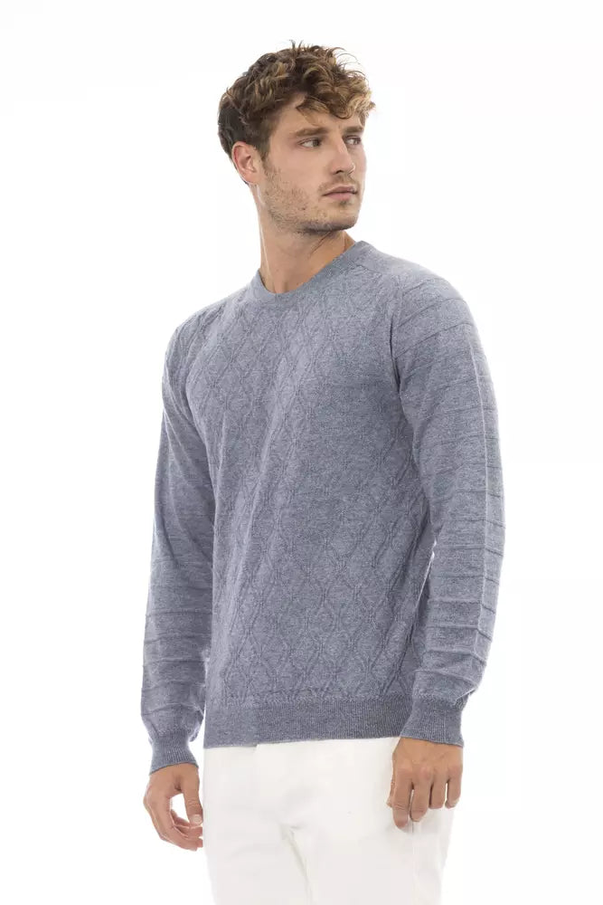 Light Blue Viscose Men Sweater