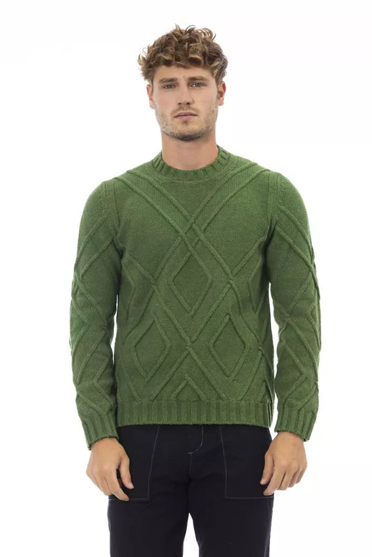 Green Merino Wool Men Sweater