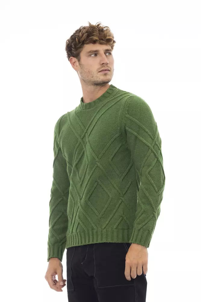 Green Merino Wool Men Sweater