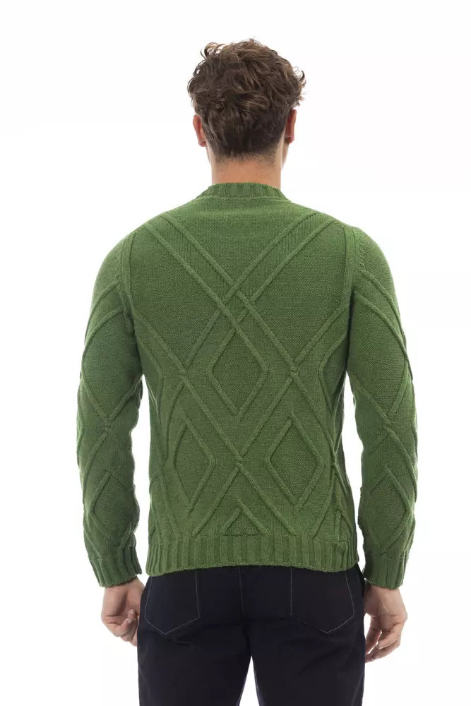 Green Merino Wool Men Sweater