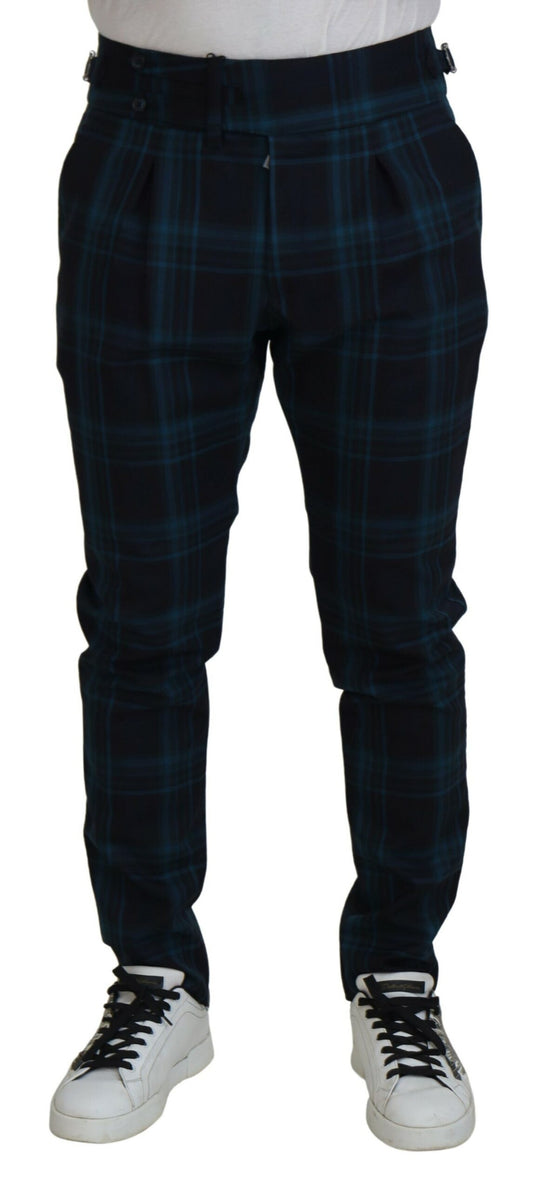 Elegant Plaid Wool Dress Pants