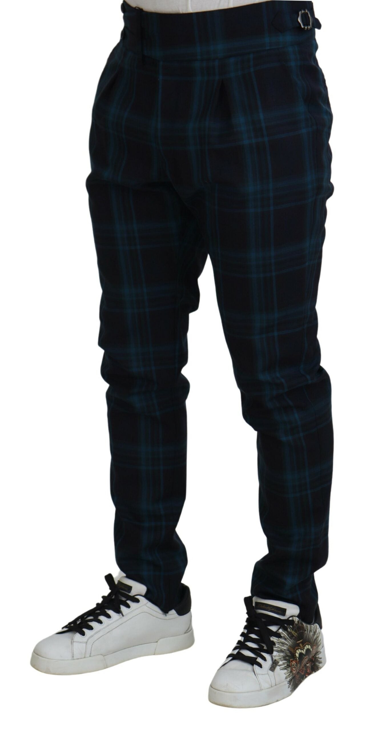 Elegant Plaid Wool Dress Pants