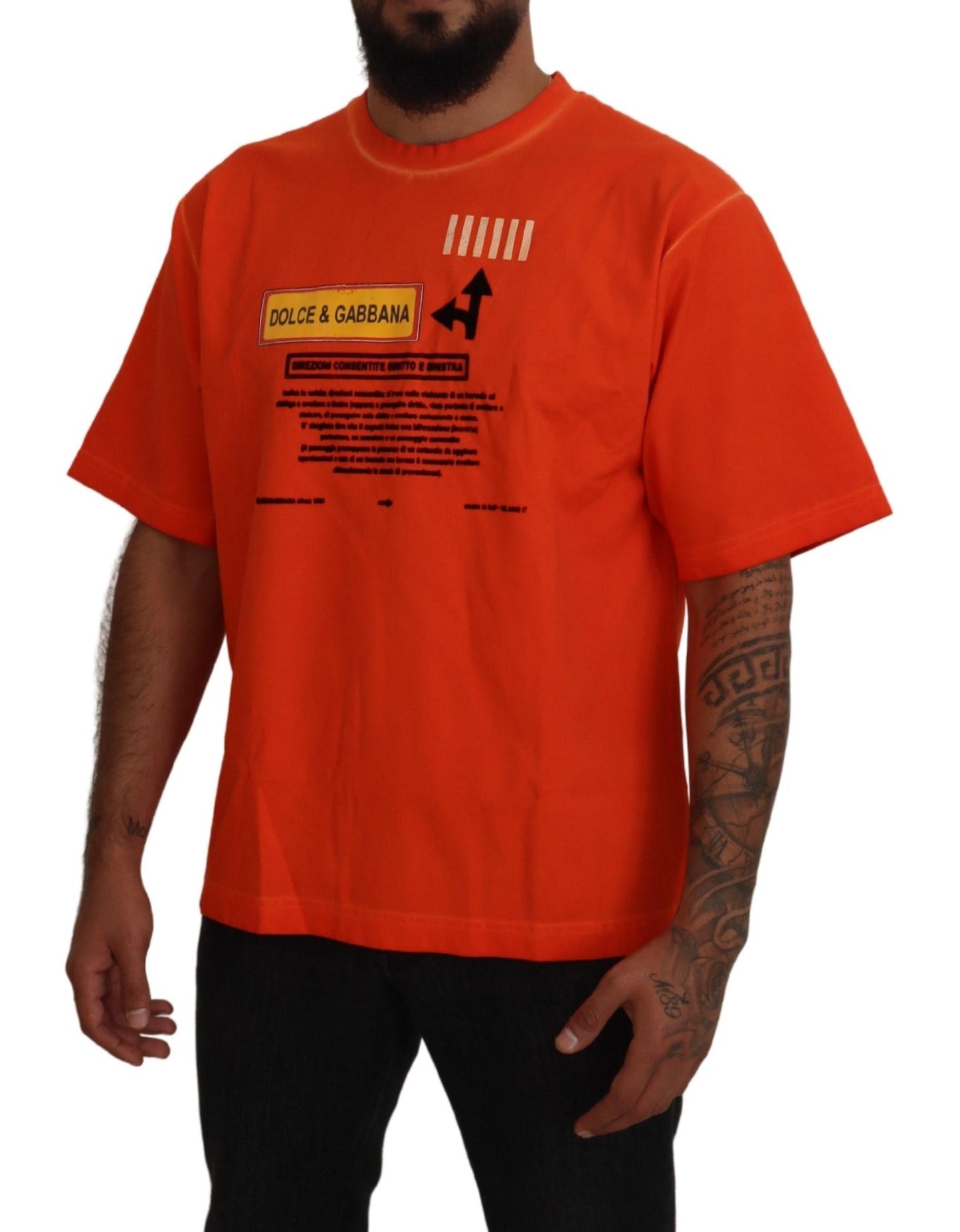 Elegant Crew Neck Orange Tee