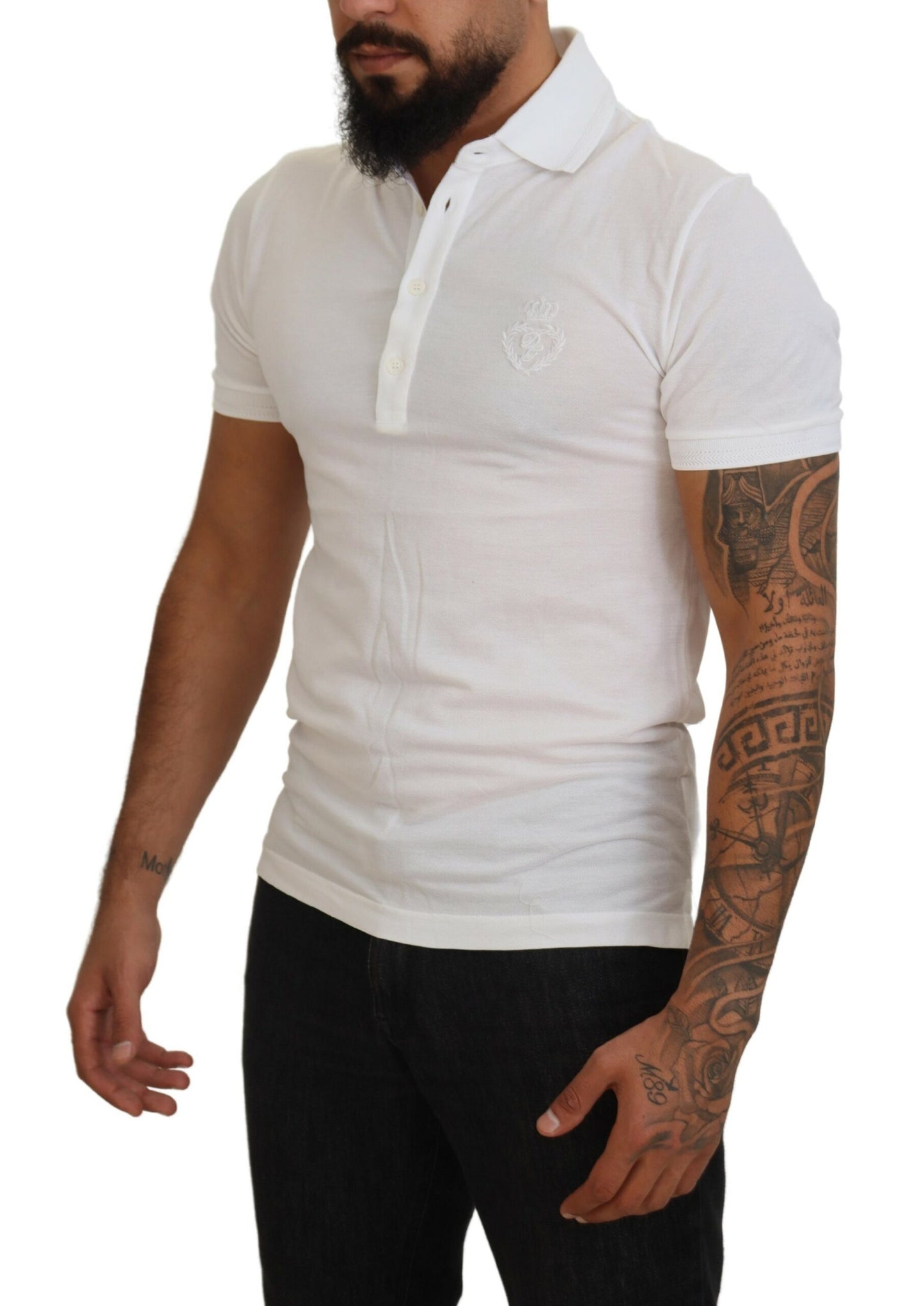 Elegant White Cotton Blend Polo