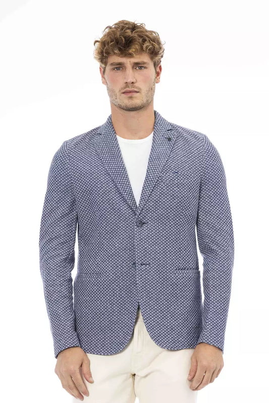 Blue Cotton Men Blazer