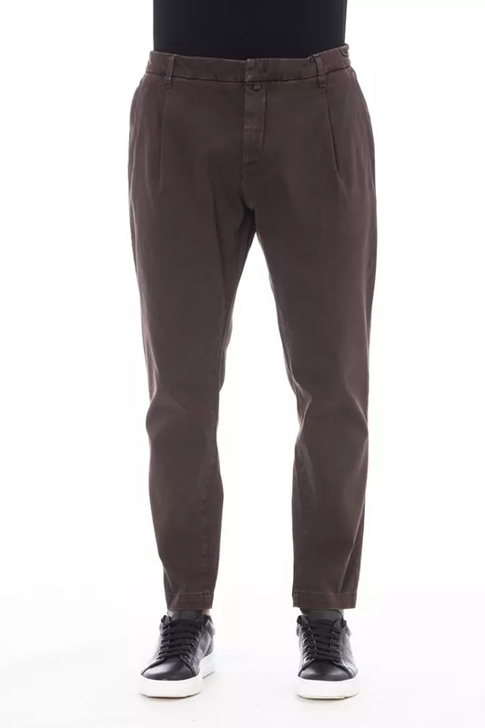 Brown Cotton Men Pant