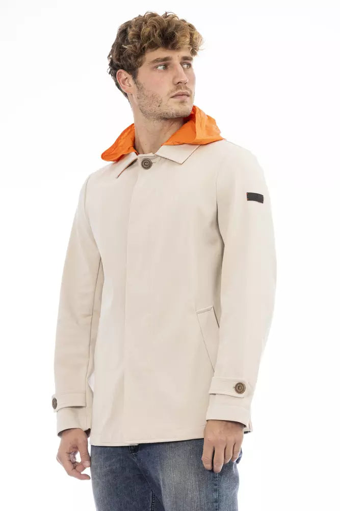 Beige Cotton Men Jacket