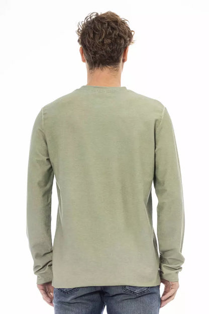 Green Cotton Men Sweater