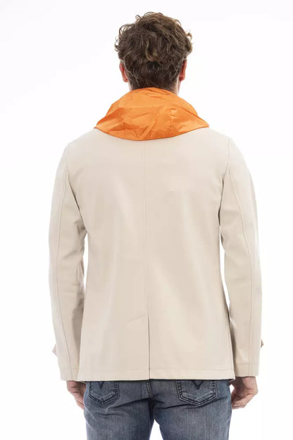 Beige Cotton Men Jacket