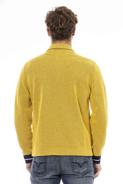 Yellow Cotton Men Jacket