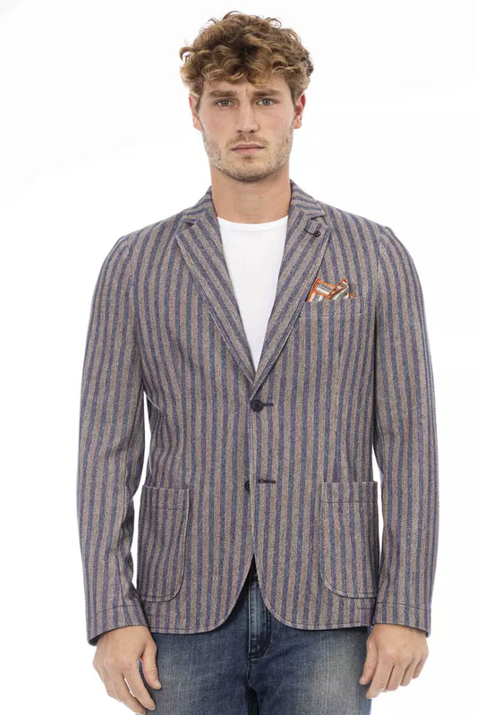 Blue Cotton Male Blazer