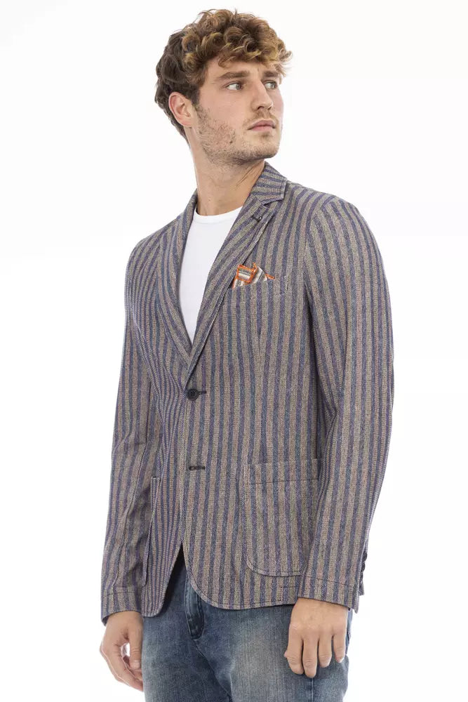 Blue Cotton Men Blazer