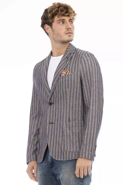 Blue Cotton Men Blazer