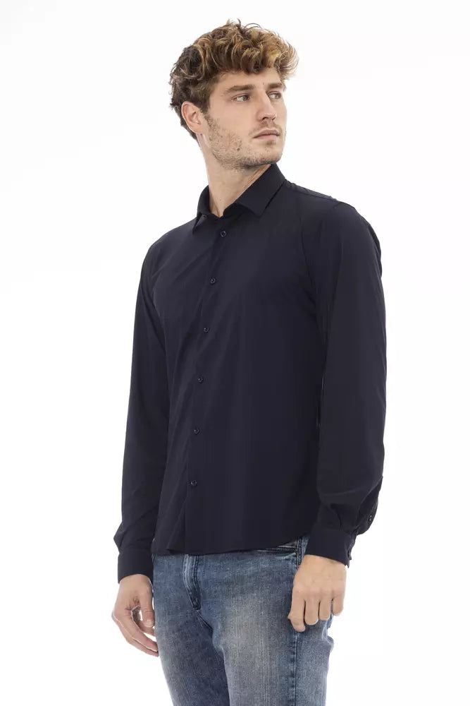 Blue Polyamide Men Shirt